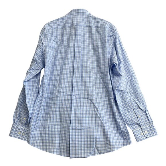 NEW Kirkland Men's 17.5 Traditional Fit Non-Iron Blue Sleeve Button-Down Shirt - Picture 3 of 8